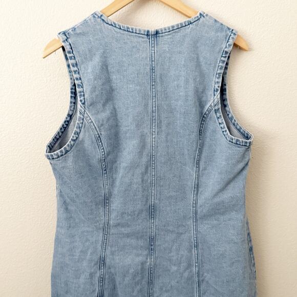 ABERCROMBIE & FITCH | Mara Denim Vest Mini Dress Button Down Jean | Size XL Tall - Picture 4 of 8